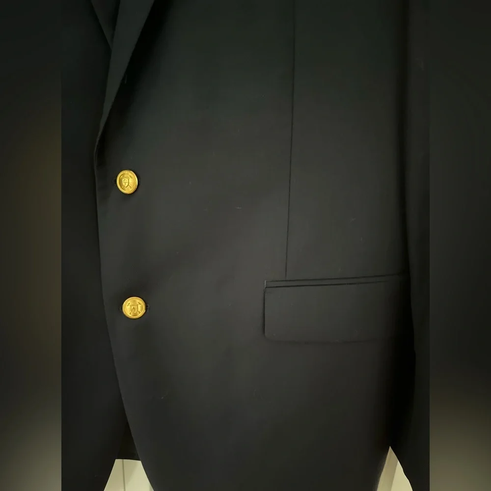 Lauren Ralph Lauren Gold Button Navy Blue Blazer Sz 44L